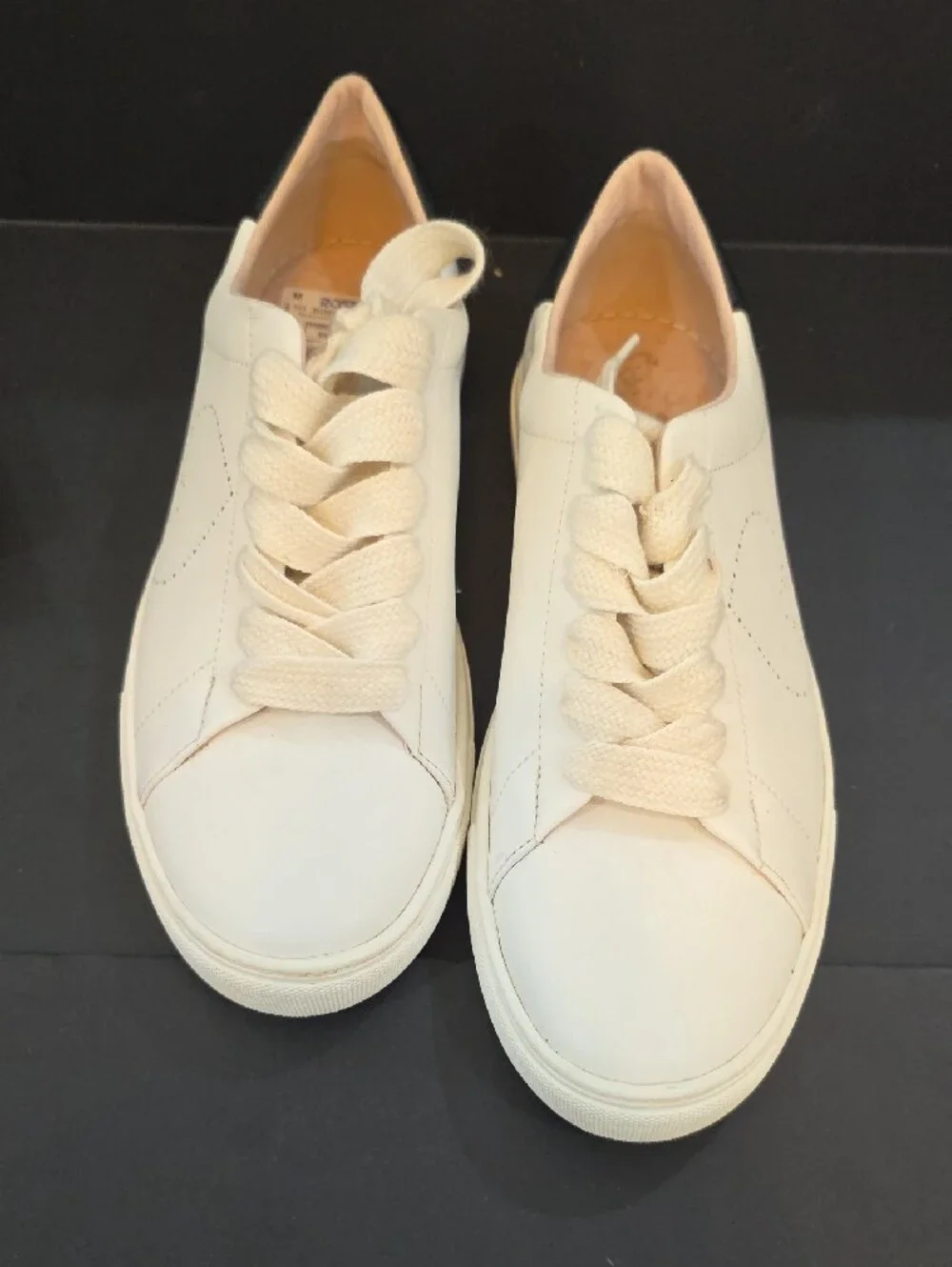 kate spade New York Angelise Cream Leather Sneakers with Black Heel Size 11